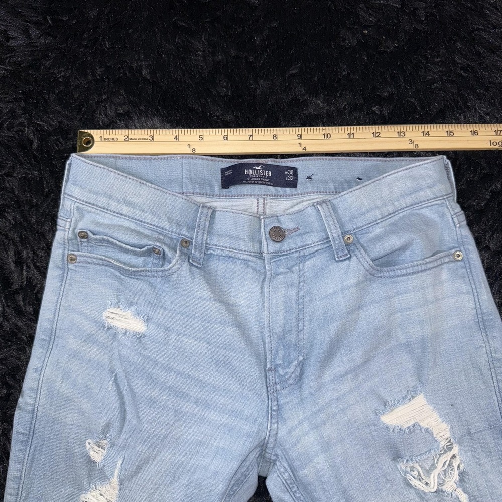 Hollister Stacked Skinny Jeans Mens 30x32 Distressed Ripped Denim Pants - Picture 4 of 10